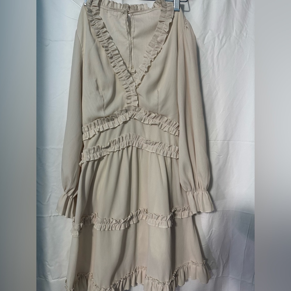 Elegant Country Cream Ruffle Dress